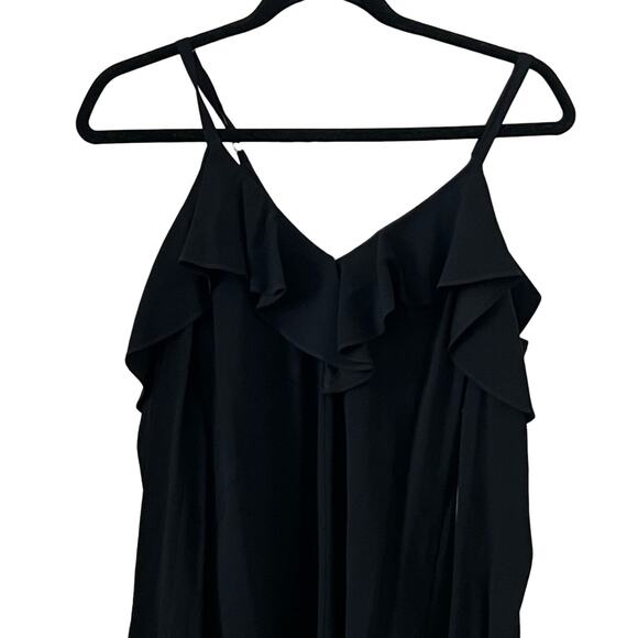 A.L.C Felicia Ruffle V-Neck Little Black Dress Size 2 - Picture 7 of 15